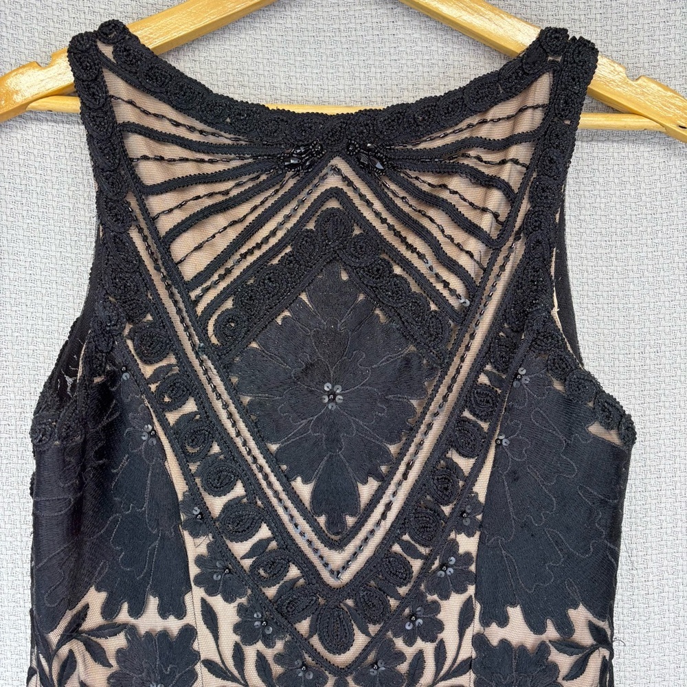 Vtg Sue Wong Black Lace Illusion Beaded Evening Cocktail Dress Sheer Back Small - Picture 7 of 12
